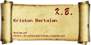 Kriston Bertalan névjegykártya
